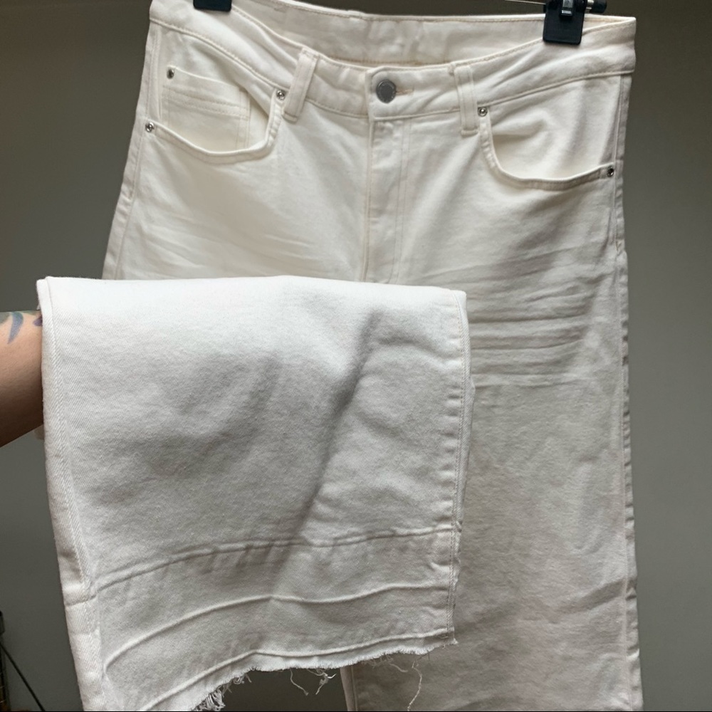 High Waist Wide Leg White Denim Size 8 MAILUEN